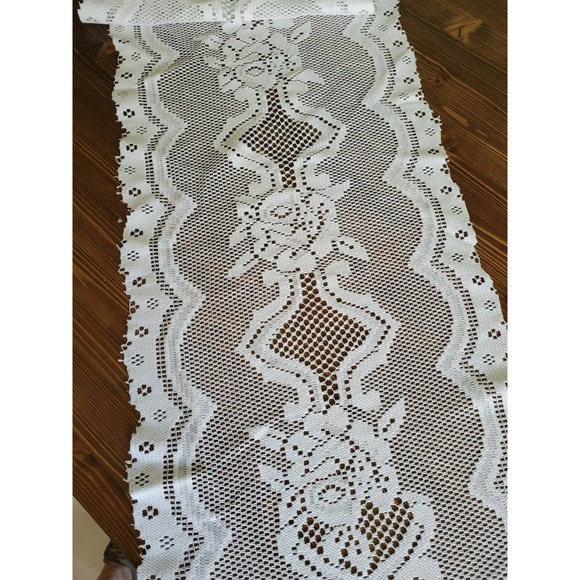 Natco Home White Rose lace Heavy Table Runner 13 x 72 NWWT - Picture 3 of 3